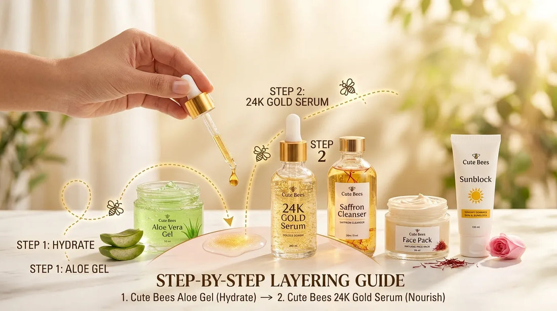Best Way to Layer 24k Gold Serum with Cute Bees